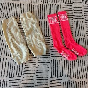 Pink and Cream Sock and Boot Sock Set